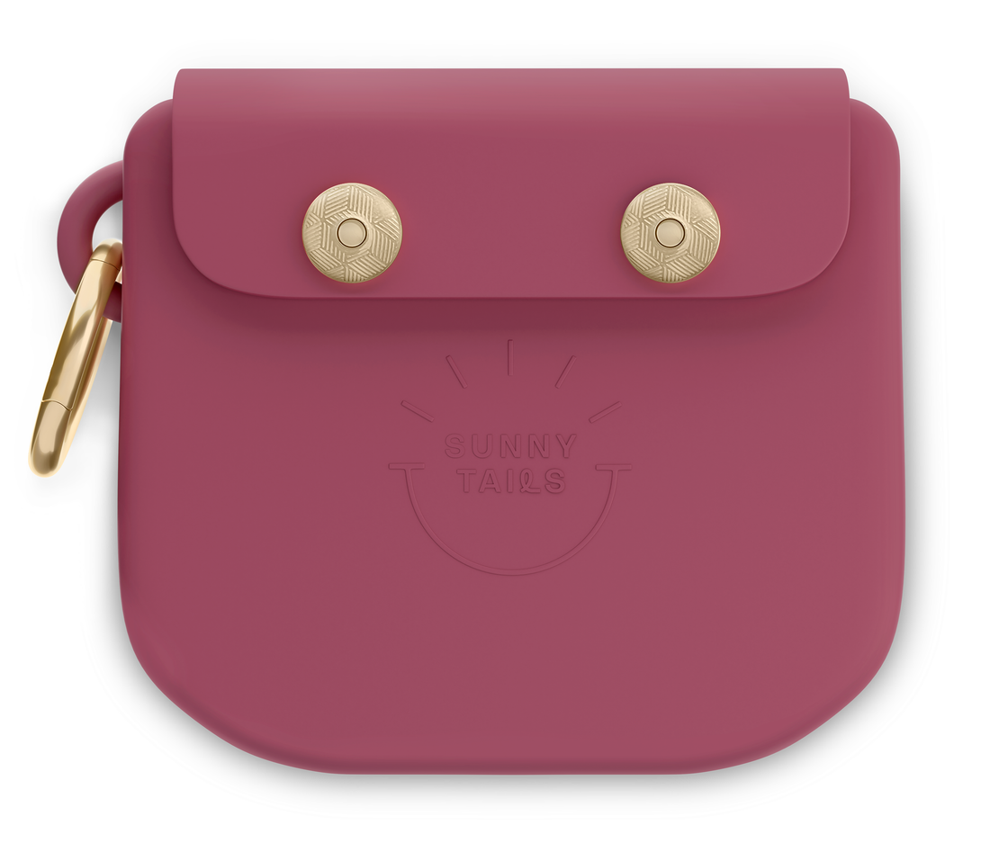 Mulberry Burgundy Snap Dog Treat Pouch | Dog Training Bag | Dog Bag for Treats | Carry Wet or Dry Treats | Silicone Pouch for Dog | Sunny Tails
