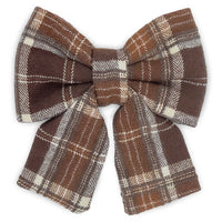 Cozy Cabin Flannel Dog Sailor Bow - SUNNY TAILS