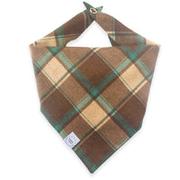 Mint Choco Plaid Flannel Dog Bandana | Tan, Brown, and Green Plaid Flannel | Shop Sunny Tails