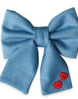 Denim Hearts Dog Sailor Bow - SUNNY TAILS