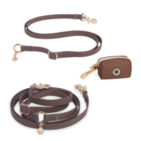 Espresso Brown Hands Free Leash | Waste Dog Poop Bag Dispenser | Extension Piece