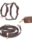 Espresso Brown Hands Free Leash | Waste Dog Poop Bag Dispenser | Cloud Lite No Pull Dog Harness