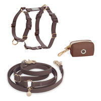 Espresso Brown Hands Free Leash | Waste Dog Poop Bag Dispenser | Cloud Lite No Pull Dog Harness
