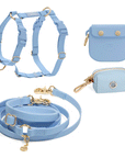Malibu Blue Wide Hands Free Leash | Cloud Lite Harness | Snap Dog Treat Pouch | Waste Dog Poop Bag Dispenser