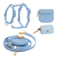 Malibu Blue Wide Hands Free Leash | Cloud Lite Harness | Snap Dog Treat Pouch | Waste Dog Poop Bag Dispenser