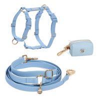 Malibu Blue Wide Hands Free Leash | Cloud Lite Harness | Waste Dog Poop Bag Dispenser