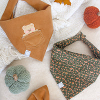 Caramel Corduroy Teddy Friends Vol. 2 Dog Bandana - Beige | Fall Teddy Bear Dog Bandana | Shop Sunny Tails