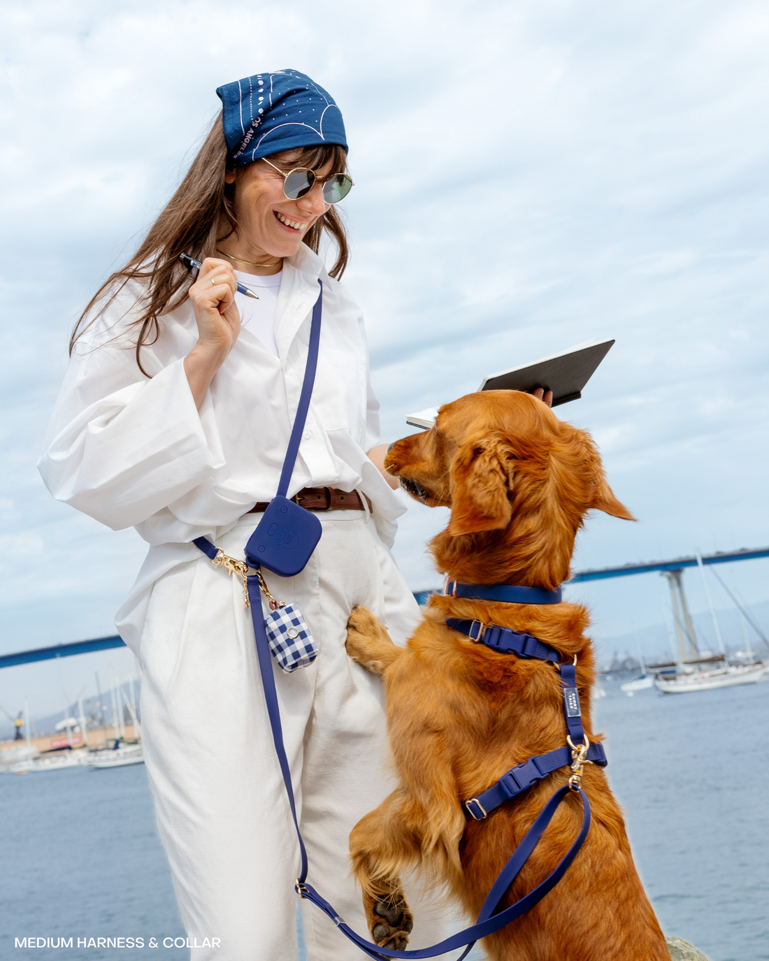 Signature Navy Blue Cloud Lite Dog Harness | Dark Blue Waterproof Dog Harness | No Pull Front Attachment | Available in 4 Sizes | Sunny Tails