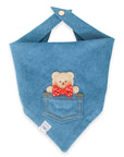 Pocket Teddy Indigo Denim Dog Bandana - Beige - SUNNY TAILS