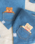 Pocket Teddy Indigo Denim Dog Bandana - Beige - SUNNY TAILS