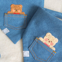 Pocket Teddy Indigo Denim Dog Bandana - Beige