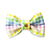 Rainbow Gingham Dog Bow Tie | Summer Snap Over Collar Bow Tie | Shop Sunny Tails