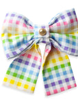 Rainbow Gingham Dog Sailor Bow | Summer Dog Sailor Bow | Shop Sunny Tails