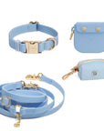 Malibu Blue Hands Free Leash | Cloud Waterproof Dog Collar | Snap Dog Treat Pouch | Waste Dog Poop Bag Dispenser