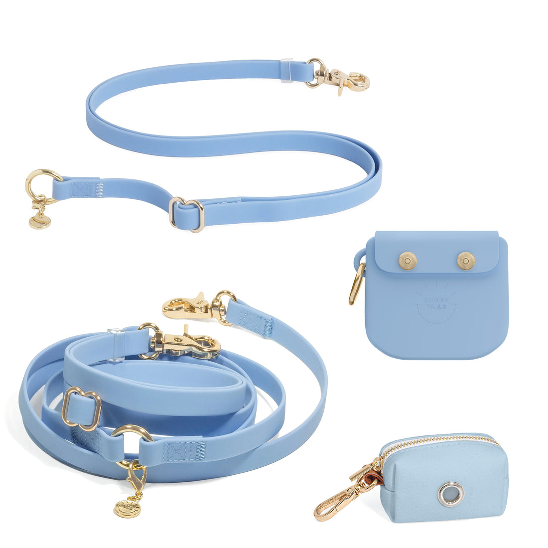 Malibu Blue Hands Free Leash | Snap Dog Treat Pouch | Extension Piece |  Waste Dog Poop Bag Dispenser