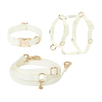 Lunar Glow Dog Harness and Collar Bundle Wide | Glow in the Dark Hands Free Leash Set | White Dog Harness and Dog Collar | Sunny Tails