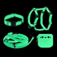 Lunar Glow Dog Harness, Collar, & Treat Pouch Bundle