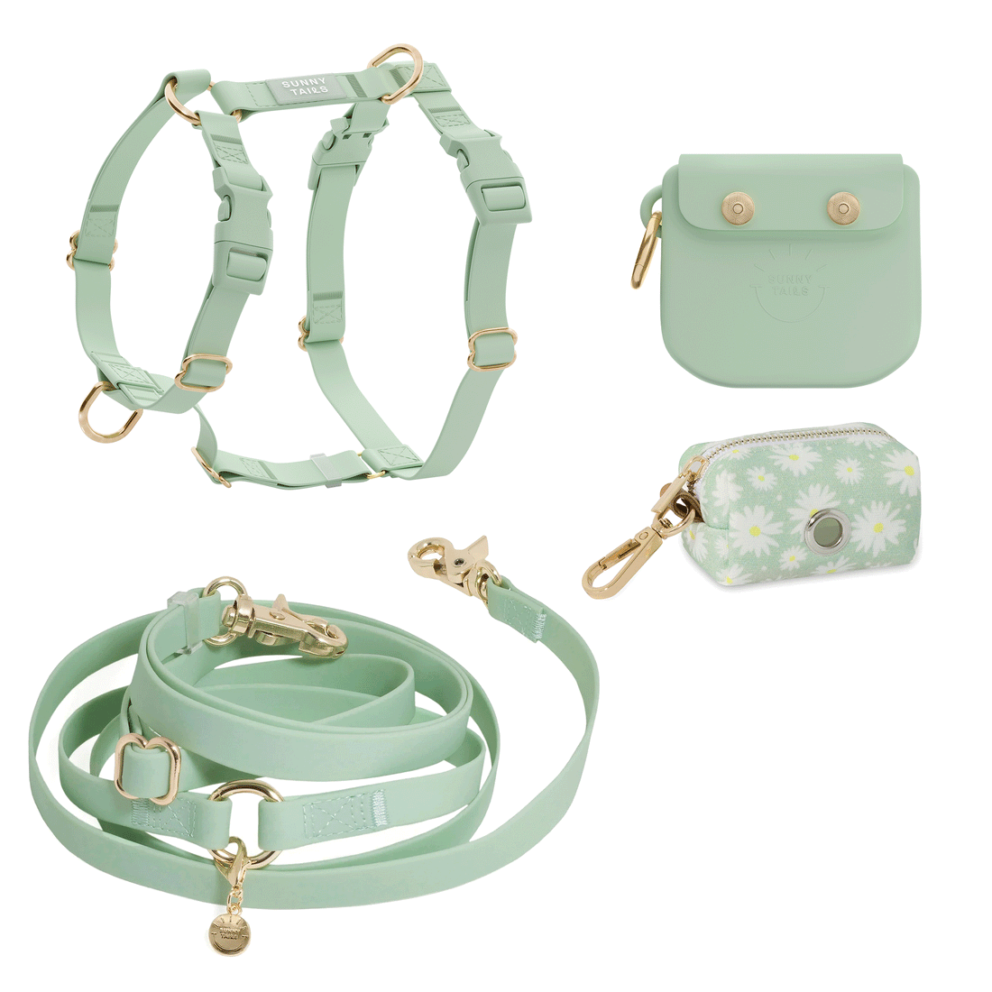 Pistachio Green 4-in-1 Convertible Hands Free Cloud Dog Leash | Multifunctional, Waterproof, and Lightweight Dog Leash | No Pull Dog Harness | Snap Dog Treat Pouch | Dog Waste Poop Bag Dispenser
