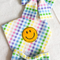 Rainbow Gingham Dog Bow Tie  | Summer Snap Over Collar Bow Tie | Shop Sunny Tails