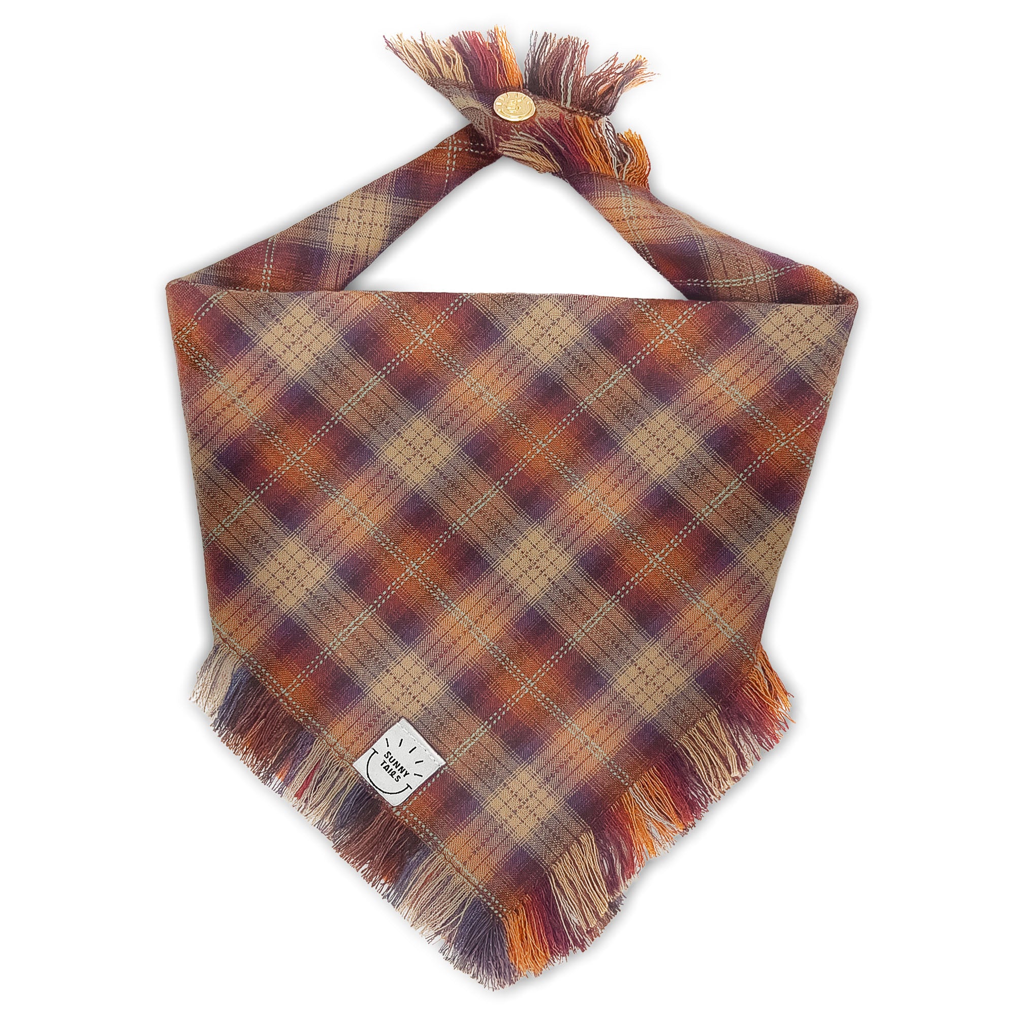 Woodland Whimsy Plaid Frayed Dog Bandana Autumn Fall Dog Bandana