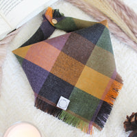 Woodland Whimsy Plaid Frayed Dog Bandana | Autumn Fall Dog Bandana | Shop Sunny Tails