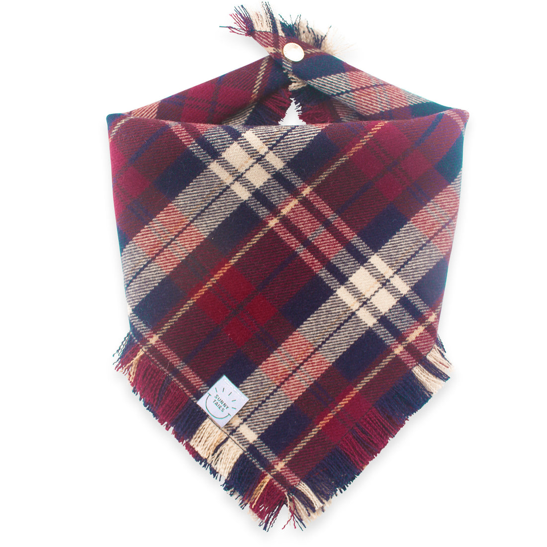 Winterberry Plaid Flannel Frayed Dog Bandana | Red, Green, Tartan Plaid Christmas Flannel | Shop Sunny Tails