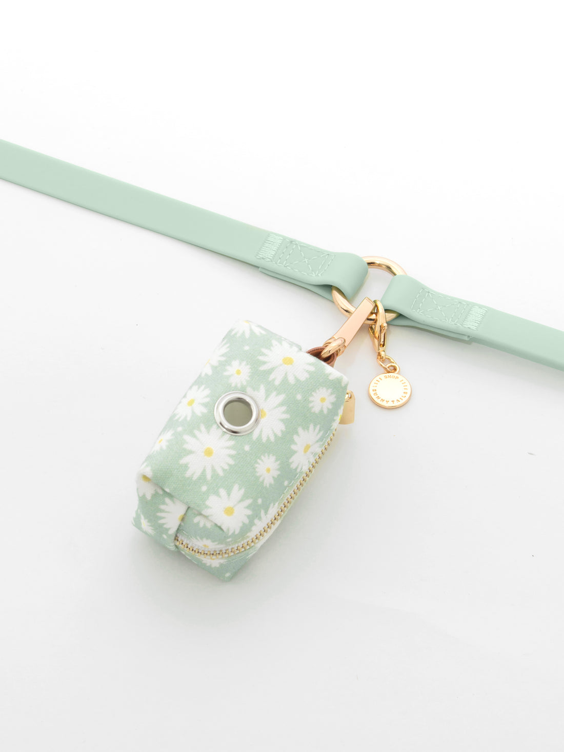 Pistachio Green Daisy Waste Bag Holder | Dog Poop Bag Holder | Dog Walk Bag | Shop Sunny Tails