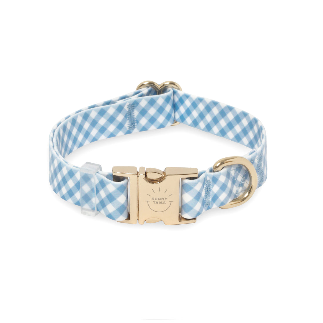 Malibu Blue Gingham Waterproof Dog Collar | Light Blue Quick Release Collar | Available in 3 Sizes | Durable Dog Collars | Shop Sunny Tails