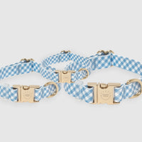 Malibu Blue Gingham Waterproof Dog Collar