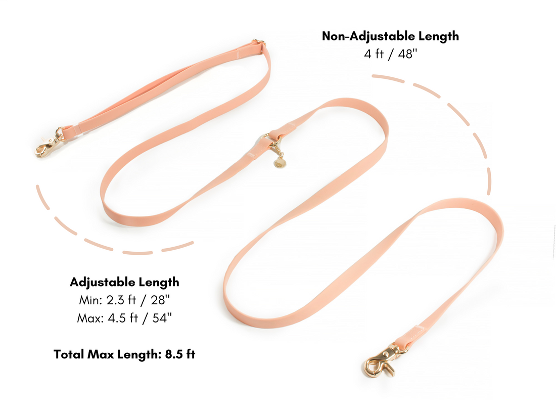 Peach Convertible Hands Free Cloud Dog Leash | Multifunctional, Waterproof, and Lightweight Dog Leash | Shop Sunny Tails
