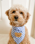Periwinkle Blue Gingham Teddy Bear Dog Bandana