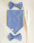 Blue Herringbone Flannel Teddy Bear Dog Bandana - SUNNY TAILS