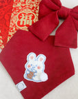 LNY Red Corduroy Dog Sailor Bow - SUNNY TAILS