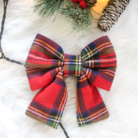 Christmas Plaid Flannel Dog Sailor Bow | Holiday Dog Sailor Bow | Shop Sunny Tails
