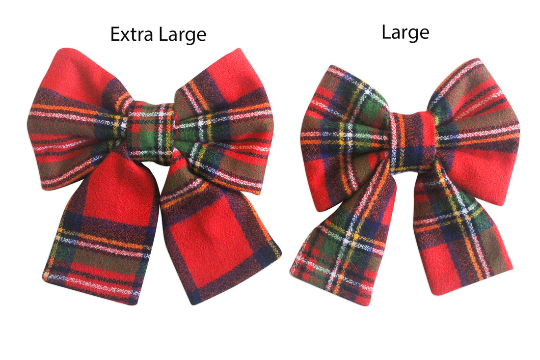 Christmas Plaid Flannel Dog Sailor Bow | Holiday Dog Sailor Bow | Shop Sunny Tails