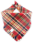 Cocoa Plaid Flannel Frayed Dog Bandana