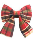 Cocoa Plaid Flannel Dog Sailor Bow - SUNNY TAILS