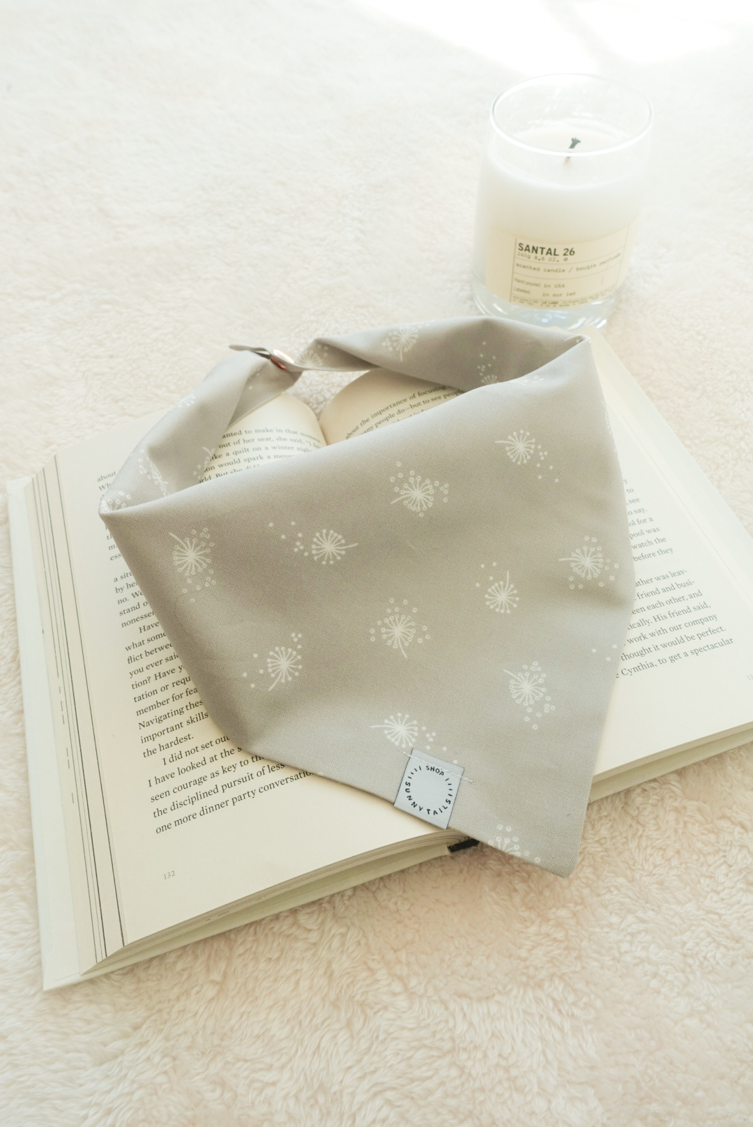 Dandelions Gray Dog Bandana | Floral Dog Bandana | Shop Sunny Tails