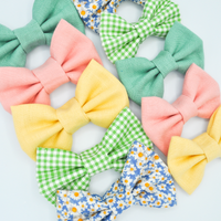 Peach Pink Linen Dog Bow Tie | Snap Over Collar Dog Bow Tie | Shop Sunny Tails