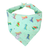 Jurassic Bark Dinosaur Dog Bandana | Mint Green Snap On Dog Bandana | Shop Sunny Tails