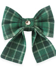 Forest Plaid Flannel Dog Sailor Bow - SUNNY TAILS