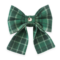 Forest Green Plaid Flannel Dog Sailor Bow | Fall Dog Sailor Bow | Shop Sunny Tails