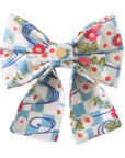 Floral Checkmate Gingham Dog Sailor Bow - SUNNY TAILS
