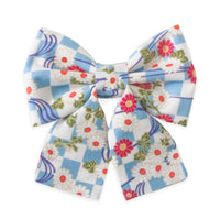 Floral Checkmate Gingham Dog Sailor Bow