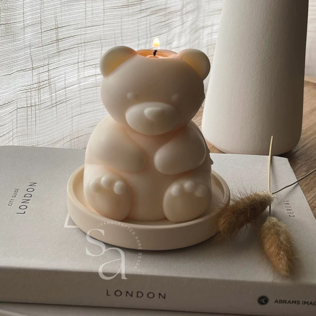 high-quality cute little brown bear candles