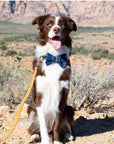 Navy Blue Windowpane Linen Dog Bow Tie
