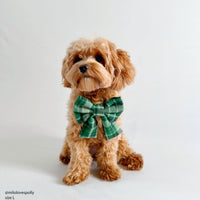 Forest Plaid Flannel Dog Sailor Bow