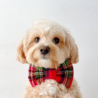 Christmas Flannel Dog Bow Tie