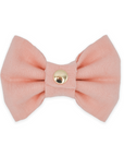 Peach Pink Linen Dog Bow Tie | Snap Over Collar Dog Bow Tie | Shop Sunny Tails