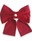 LNY Red Corduroy Dog Sailor Bow - SUNNY TAILS